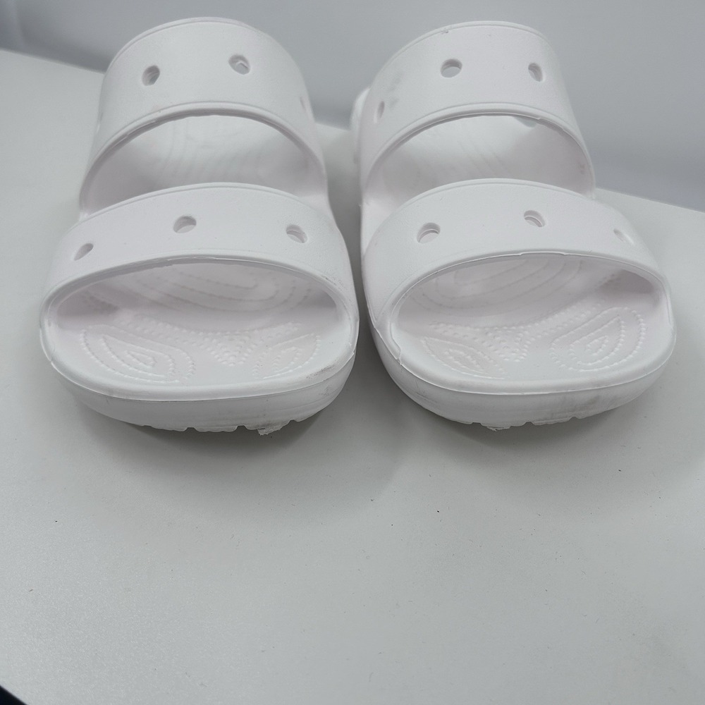 Crocs Classic Two-Strap‎ Slide Sandals Size Women 10 Mens 8 White Comfort Casual - Picture 2 of 9